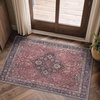 GENIMO 2×3 Washable Entryway Rug Non Slip Indoor Door Mat Red Navy Blue | Vintage Floral Small Throw Rugs, Stain Resistant, Low Pile and Lightweight for Kitchen, Bathroom and Bedroom