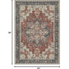 GENIMO 2×3 Washable Entryway Rug Non Slip Indoor Door Mat Rust Blue | Vintage Floral Small Throw Rugs, Stain Resistant, Low Pile and Lightweight for Kitchen, Bathroom and Bedroom