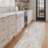 GENIMO 2×5 Washable Runner Rug Non Slip for Hallway, Ivory Gray Tan | Vintage Floral Kitchen Runner, Stain Resistant, Low Pile and Lightweight for Entryway, Bedroom, Bathroom and Laundry Room
