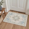 GENIMO 2×5 Washable Runner Rug Non Slip for Hallway, Light Blue Ivory | Vintage Floral Kitchen Runner, Stain Resistant, Low Pile and Lightweight for Entryway, Bedroom, Bathroom and Laundry Room