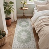 GENIMO 2×5 Washable Runner Rug Non Slip for Hallway, Sage Green Ivory | Vintage Floral Kitchen Runner, Stain Resistant, Low Pile and Lightweight for Entryway, Bedroom, Bathroom and Laundry Room