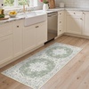 GENIMO 2×5 Washable Runner Rug Non Slip for Hallway, Sage Green Ivory | Vintage Floral Kitchen Runner, Stain Resistant, Low Pile and Lightweight for Entryway, Bedroom, Bathroom and Laundry Room
