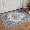 GENIMO 2×3 Washable Entryway Rug Non Slip Indoor Door Mat Blue Ivory | Vintage Floral Small Throw Rugs, Stain Resistant, Low Pile and Lightweight for Kitchen, Bathroom and Bedroom