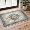 GENIMO 2×3 Washable Entryway Rug Non Slip Indoor Door Mat Blue Ivory Brown | Vintage Floral Small Throw Rugs, Stain Resistant, Low Pile and Lightweight for Kitchen, Bathroom and Bedroom