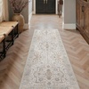 GENIMO 2×5 Washable Runner Rug Non Slip for Hallway, Ivory Gray Tan | Vintage Floral Kitchen Runner, Stain Resistant, Low Pile and Lightweight for Entryway, Bedroom, Bathroom and Laundry Room
