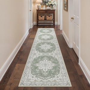 GENIMO 2×10 Washable Runner Rug Non Slip for Hallway, Sage Green Ivory | Vintage Floral Kitchen Runner, Stain Resistant, Low Pile and Lightweight for Entryway, Bedroom, Bathroom and Laundry Room