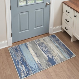 GENIMO 2×3 Washable Entryway Rug Non Slip Indoor Door Mat Navy Blue Ivory | Vintage Floral Small Throw Rugs, Stain Resistant, Low Pile and Lightweight for Kitchen, Bathroom and Bedroom