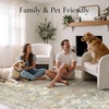 GENIMO 8×10 Washable Area Rugs for Living Room, Non Slip, Beige Sage Green | Large Vintage Floral Rug, Stain Resistant, Low Pile and Lightweight for Bedroom, Dining Room and Home Office