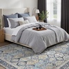 GENIMO 8×10 Washable Area Rugs for Living Room, Non Slip, Blue Gray Ivory | Large Vintage Floral Rug, Stain Resistant, Low Pile and Lightweight for Bedroom, Dining Room and Home Office
