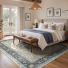 GENIMO 8×10 Washable Area Rugs for Living Room, Non Slip, Blue Ivory Brown | Large Vintage Floral Rug, Stain Resistant, Low Pile and Lightweight for Bedroom, Dining Room and Home Office