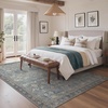GENIMO 8×10 Washable Area Rugs for Living Room, Non Slip, Blue Tan | Large Vintage Floral Rug, Stain Resistant, Low Pile and Lightweight for Bedroom, Dining Room and Home Office
