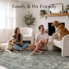 GENIMO 8×10 Washable Area Rugs for Living Room, Non Slip, Navy Blue Tan | Large Vintage Floral Rug, Stain Resistant, Low Pile and Lightweight for Bedroom, Dining Room and Home Office