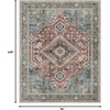 GENIMO 8×10 Washable Area Rugs for Living Room, Non Slip, Teal Rust Ivory | Large Vintage Floral Rug, Stain Resistant, Low Pile and Lightweight for Bedroom, Dining Room and Home Office