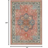 GENIMO 8×10 Washable Area Rugs for Living Room, Non Slip, Terracotta Teal | Large Vintage Floral Rug, Stain Resistant, Low Pile and Lightweight for Bedroom, Dining Room and Home Office