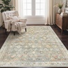 GENIMO 8×10 Washable Area Rugs for Living Room, Non Slip, Beige Sage Green | Large Vintage Floral Rug, Stain Resistant, Low Pile and Lightweight for Bedroom, Dining Room and Home Office