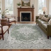 GENIMO 8×10 Washable Area Rugs for Living Room, Non Slip, Sage Green Ivory | Large Vintage Floral Rug, Stain Resistant, Low Pile and Lightweight for Bedroom, Dining Room and Home Office