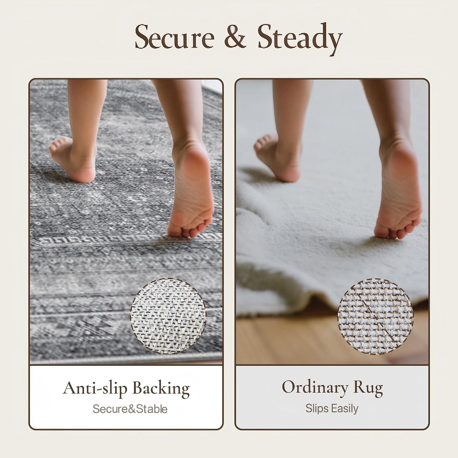image:imageGENIMO 3x5 Washable Small Area Rug for Bedroom Non Slip Gray Vintage Floral Rug Stain Resistant Low Pile and Lightweight for Entryway Kitchen Bathroom and Office Chair Area