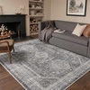 GENIMO 3×5 Washable Small Area Rug for Bedroom, Non Slip, Gray | Vintage Floral Rug, Stain Resistant, Low Pile and Lightweight for Entryway, Kitchen, Bathroom and Office Chair Area