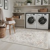GENIMO 3×5 Washable Small Area Rug for Bedroom, Non Slip, Ivory Gray Tan | Vintage Floral Rug, Stain Resistant, Low Pile and Lightweight for Entryway, Kitchen, Bathroom and Office Chair Area