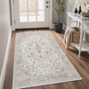 GENIMO 3×5 Washable Small Area Rug for Bedroom, Non Slip, Ivory Gray Tan | Vintage Floral Rug, Stain Resistant, Low Pile and Lightweight for Entryway, Kitchen, Bathroom and Office Chair Area