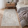 GENIMO 3×5 Washable Small Area Rug for Bedroom, Non Slip, Ivory Gray Tan | Vintage Floral Rug, Stain Resistant, Low Pile and Lightweight for Entryway, Kitchen, Bathroom and Office Chair Area