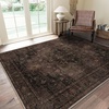 GENIMO 3×5 Washable Small Area Rug for Bedroom, Non Slip, Dark Brown | Vintage Floral Rug, Stain Resistant, Low Pile and Lightweight for Entryway, Kitchen, Bathroom and Office Chair Area