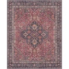 GENIMO 8×10 Washable Area Rugs for Living Room, Non Slip, Red Navy Blue | Large Vintage Floral Rug, Stain Resistant, Low Pile and Lightweight for Bedroom, Dining Room and Home Office