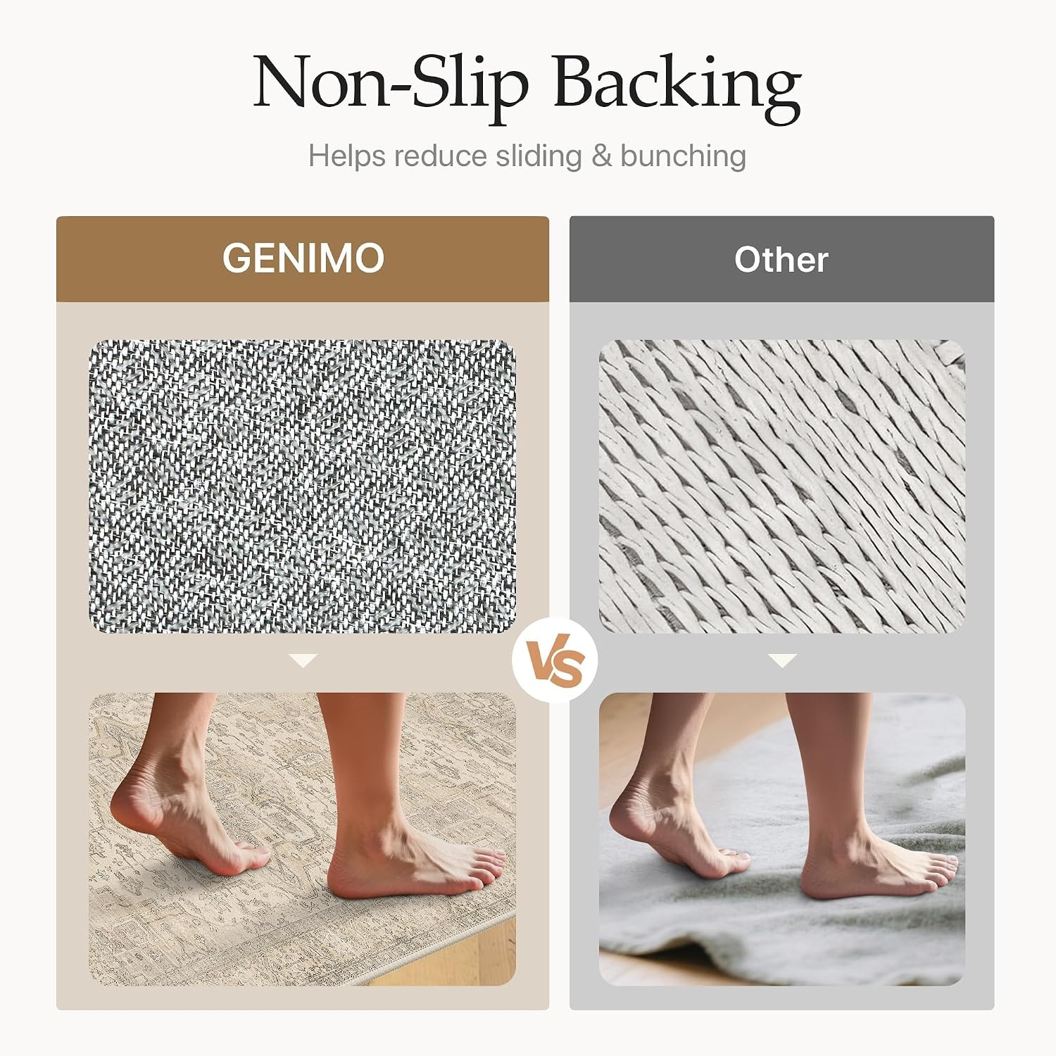 image:imageGENIMO 5x7 Washable Area Rugs for Living Room Non Slip Beige Ivory Vintage Floral Rug Stain Resistant Low Pile and Lightweight for Bedroom Dining Room and Home Office
