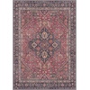 GENIMO 5×7 Washable Area Rugs for Living Room, Non Slip, Red Navy Blue | Vintage Floral Rug, Stain Resistant, Low Pile and Lightweight for Bedroom, Dining Room and Home Office