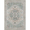 GENIMO 5×7 Washable Area Rugs for Living Room, Non Slip, Teal Ivory Rust | Vintage Floral Rug, Stain Resistant, Low Pile and Lightweight for Bedroom, Dining Room and Home Office
