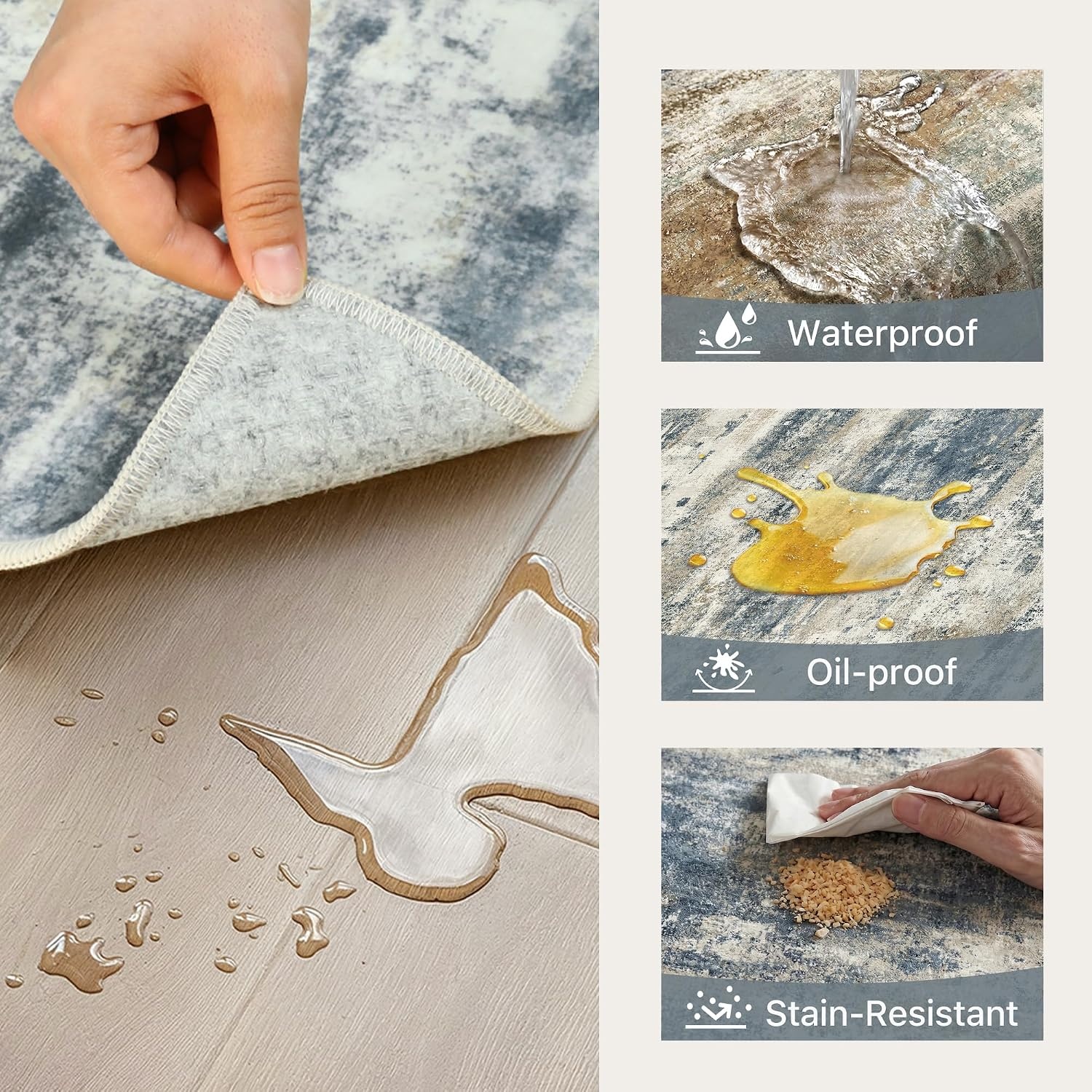 image:imageGENIMO Kitchen Rugs Large Washable Non Slip Kitchen Mats for Floor 48x72 Green vintage abstract rug soft faux cashmere low pile easyclean for laundry entryway sink farmhouseNavy Blue