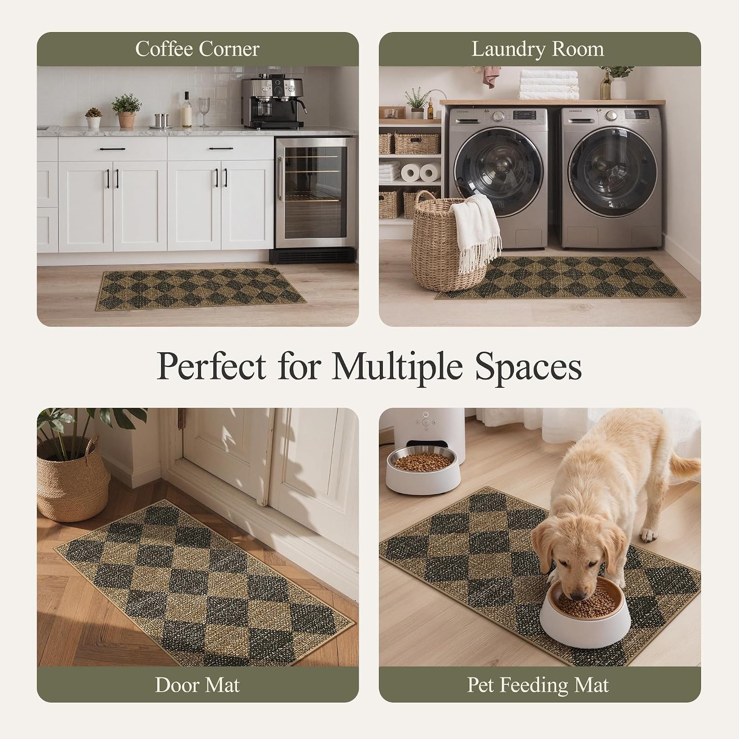 image:imageGENIMO Kitchen Rugs Large Washable Non Slip Kitchen Mats for Floor 48x72 Green vintage abstract rug soft faux cashmere low pile easyclean for laundry entryway sink farmhouseBrown Diamond