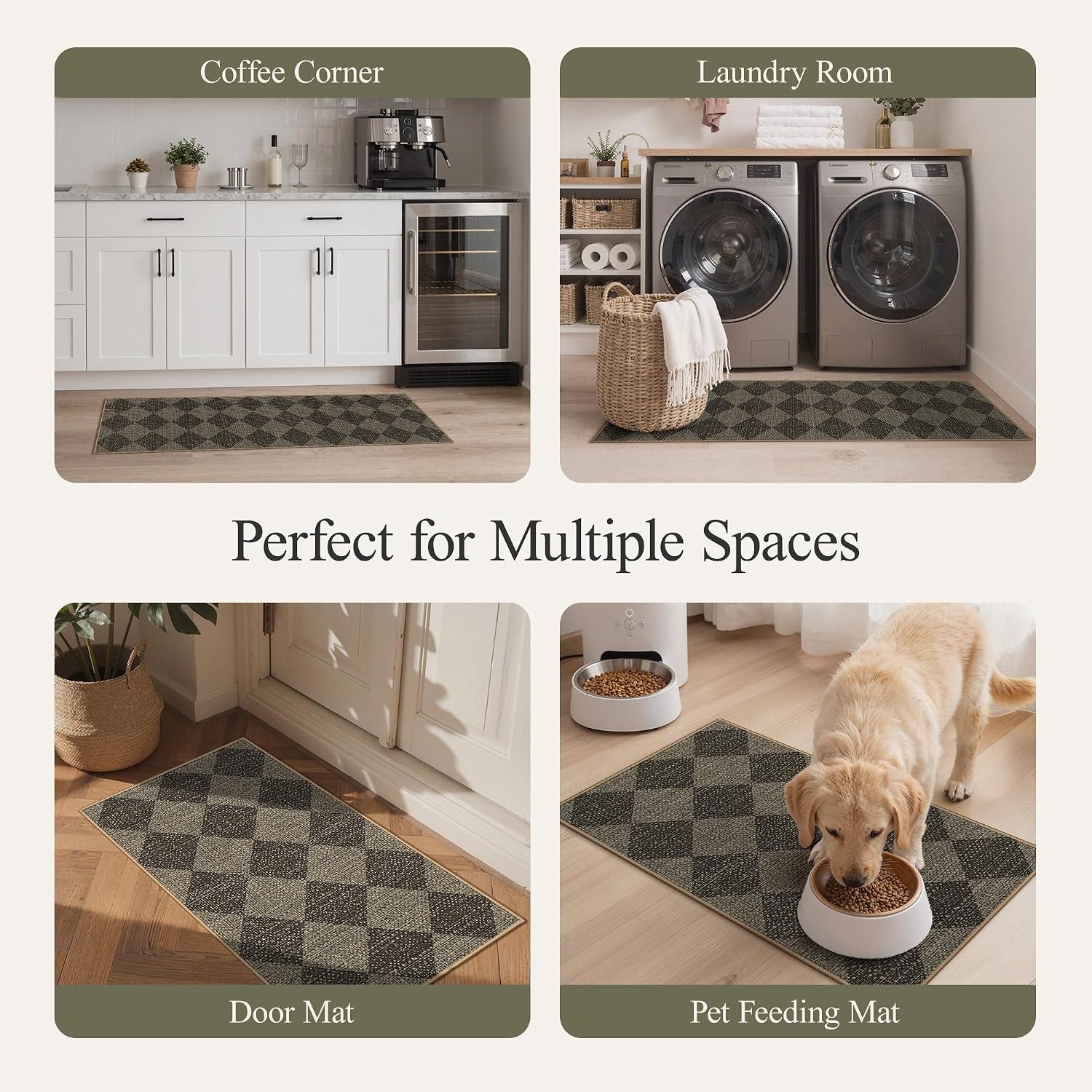 image:imageGENIMO Kitchen Rugs Large Washable Non Slip Kitchen Mats for Floor  48x72 Green vintage abstract rug soft faux cashmere low pile easyclean for laundry entryway sink farmhouseGrey Diamond