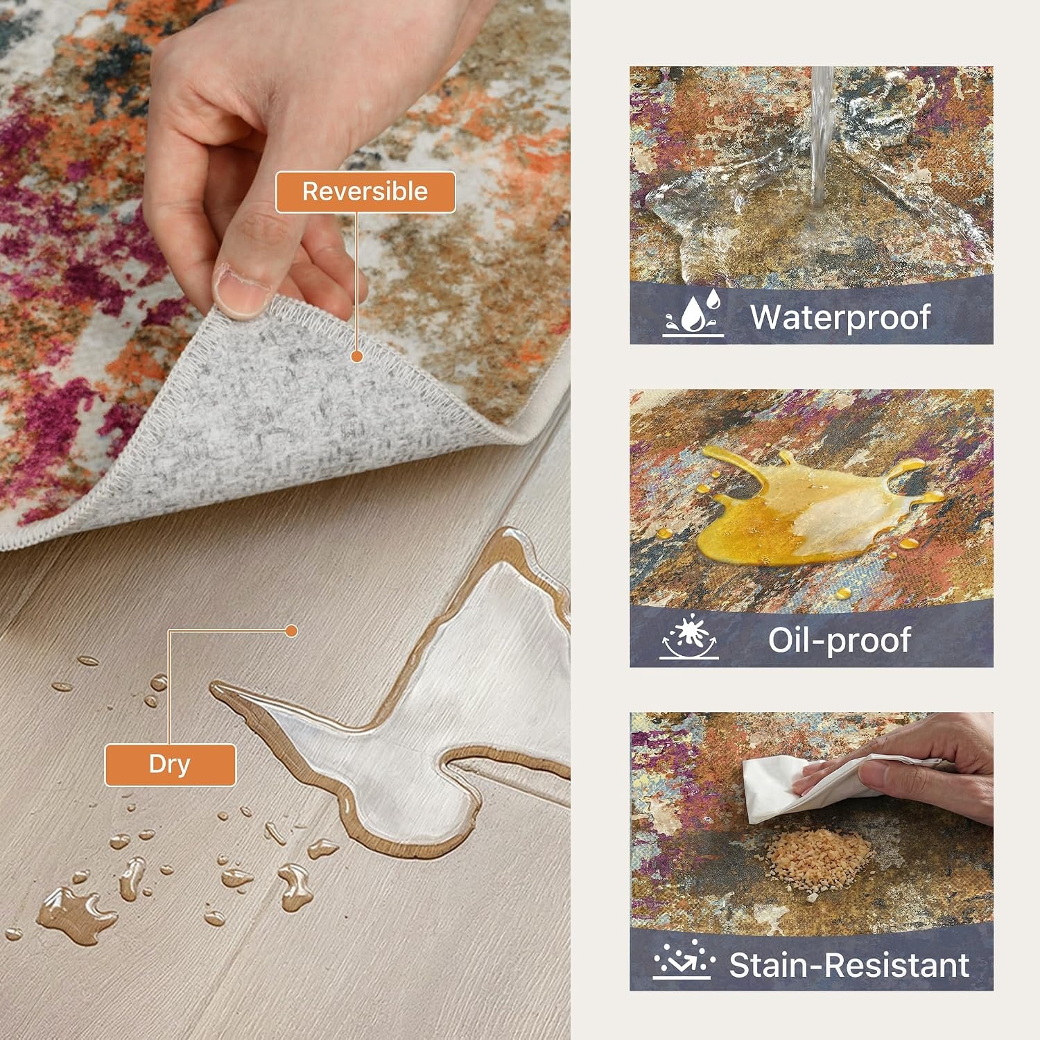 image:imageGENIMO Kitchen Rugs Large Washable Non Slip Kitchen Mats for Floor  48x72 Green vintage abstract rug soft faux cashmere low pile easyclean for laundry entryway sink farmhouseGold Ename Thyst