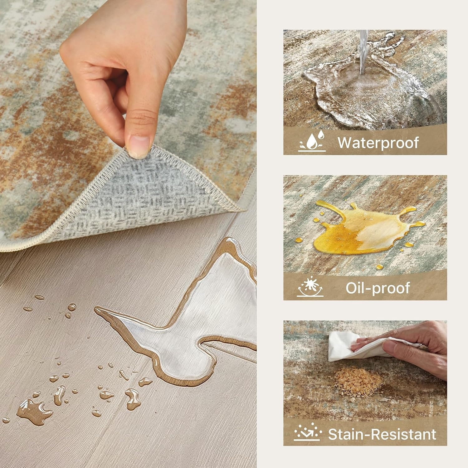 image:imageGENIMO Kitchen Rugs Large Washable Non Slip Kitchen Mats for Floor 48x72 Green vintage abstract rug soft faux cashmere low pile easyclean for laundry entryway sink farmhouseOrange Green