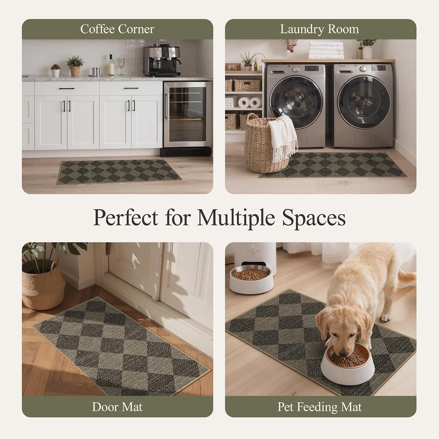 image:imageGENIMO Kitchen Rugs Large Washable Non Slip Kitchen Mats for Floor  48x72 Green vintage abstract rug soft faux cashmere low pile easyclean for laundry entryway sink farmhouseGrey Diamond