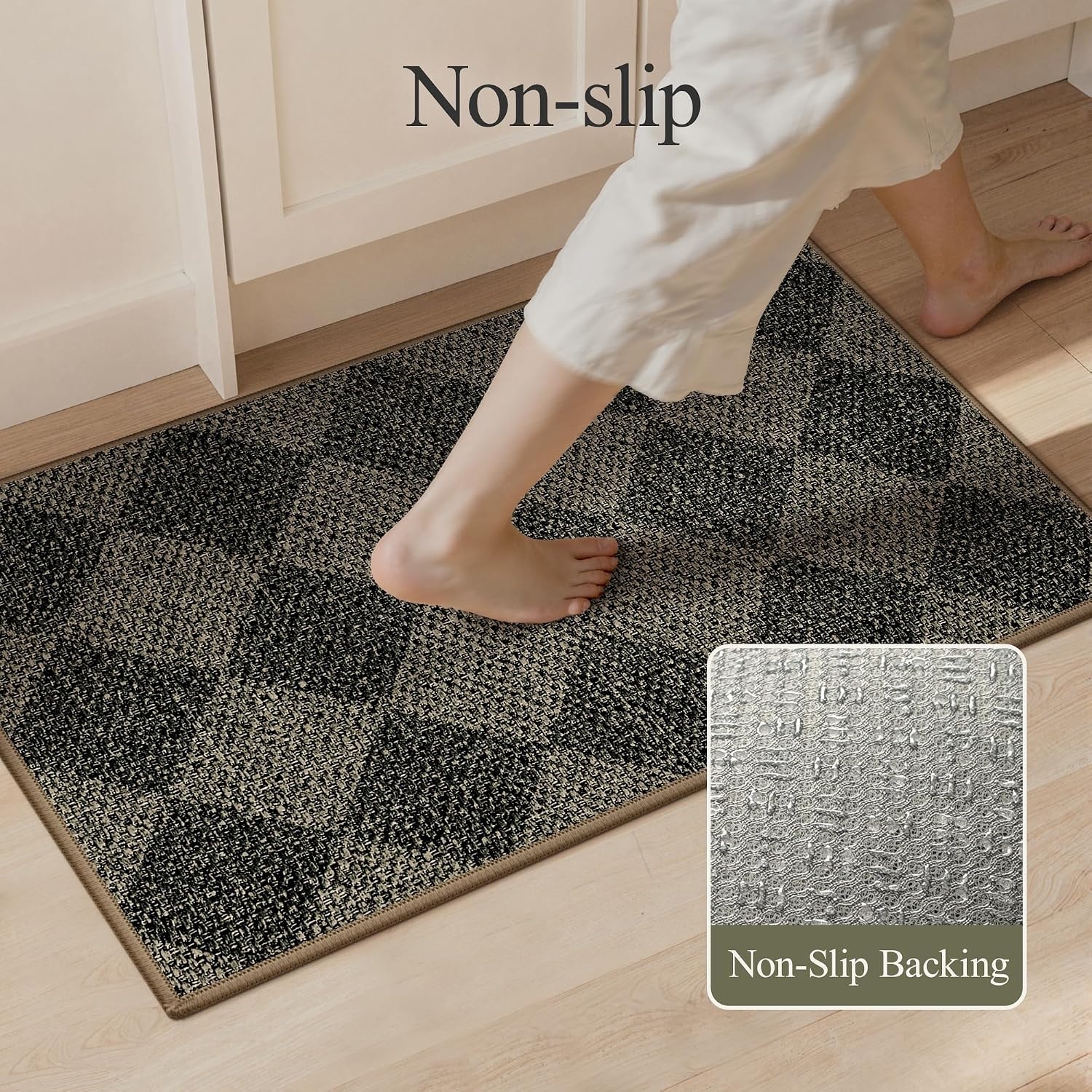 image:imageGENIMO Kitchen Rugs Large Washable Non Slip Kitchen Mats for Floor  48x72 Green vintage abstract rug soft faux cashmere low pile easyclean for laundry entryway sink farmhouseGrey Diamond