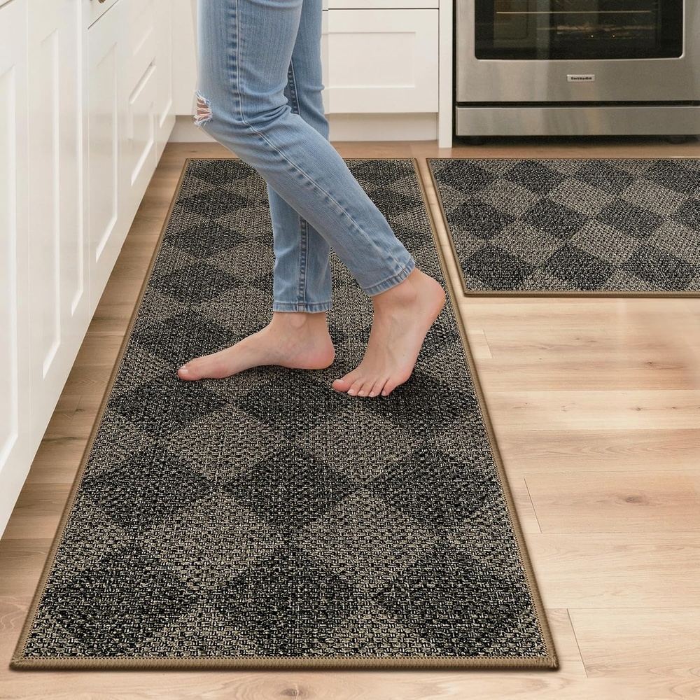 image:imageGENIMO Kitchen Rugs Large Washable Non Slip Kitchen Mats for Floor  48x72 Green vintage abstract rug soft faux cashmere low pile easyclean for laundry entryway sink farmhouseGrey Diamond