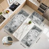 GENIMO Kitchen Rugs, Large Washable Non Slip Kitchen Mats for Floor | 48″x72″, Green vintage abstract rug, soft faux cashmere, low pile, easy-clean for laundry, entryway, sink, farmhouse(Grey White)