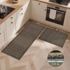 GENIMO Kitchen Rugs, Large Washable Non Slip Kitchen Mats for Floor | 48″x72″, Green vintage abstract rug, soft faux cashmere, low pile, easy-clean for laundry, entryway, sink, farmhouse(Brown Border)