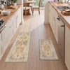 GENIMO Kitchen Rugs, Large Washable Non Slip Kitchen Mats for Floor | 48″x72″, Green vintage abstract rug, soft faux cashmere, low pile, easy-clean for laundry, entryway, sink, farmhouse(Orange Brown)