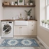 GENIMO Kitchen Rugs, Large Washable Non Slip Kitchen Mats for Floor | 48″x72″, Green vintage abstract rug, soft faux cashmere, low pile, easy-clean for laundry, entryway, sink, farmhouse(Slate Blue)