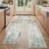 GENIMO Kitchen Rugs, Large Washable Non Slip Kitchen Mats for Floor | 48″x72″, Green vintage abstract rug, soft faux cashmere, low pile, easy-clean for laundry, entryway, sink, farmhouse(Green Brown)