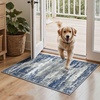 GENIMO Kitchen Rugs, Large Washable Non Slip Kitchen Mats for Floor | 48″x72″, Green vintage abstract rug, soft faux cashmere, low pile, easy-clean for laundry, entryway, sink, farmhouse(A.blue/Ivory)
