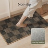 GENIMO Kitchen Rugs, Large Washable Non Slip Kitchen Mats for Floor | 48″x72″, Green vintage abstract rug, soft faux cashmere, low pile, easy-clean for laundry, entryway, sink, farmhouse(Brown Checkered)
