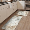 GENIMO Kitchen Rugs, Large Washable Non Slip Kitchen Mats for Floor | 48″x72″, Green vintage abstract rug, soft faux cashmere, low pile, easy-clean for laundry, entryway, sink, farmhouse(Beige Brown)