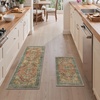 GENIMO Kitchen Rugs, Large Washable Non Slip Kitchen Mats for Floor | 48″x72″, Green vintage abstract rug, soft faux cashmere, low pile, easy-clean for laundry, entryway, sink, farmhouse(Retrobrick)