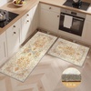 GENIMO Kitchen Rugs, Large Washable Non Slip Kitchen Mats for Floor | 48″x72″, Green vintage abstract rug, soft faux cashmere, low pile, easy-clean for laundry, entryway, sink, farmhouse(Orange Brown)