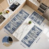 GENIMO Kitchen Rugs, Large Washable Non Slip Kitchen Mats for Floor | 48″x72″, Green vintage abstract rug, soft faux cashmere, low pile, easy-clean for laundry, entryway, sink, farmhouse(Blue Ivory)