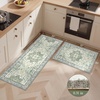 GENIMO Kitchen Rugs, Large Washable Non Slip Kitchen Mats for Floor | 48″x72″, Green vintage abstract rug, soft faux cashmere, low pile, easy-clean for laundry, entryway, sink, farmhouse(Light Green)